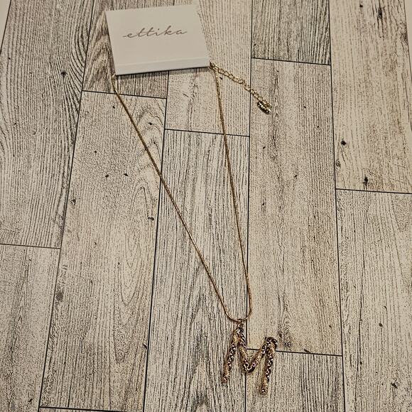 Ettika Women's 18K Gold-plated & Cubic Zirconia Initial M Pendant Necklace - Picture 1 of 6